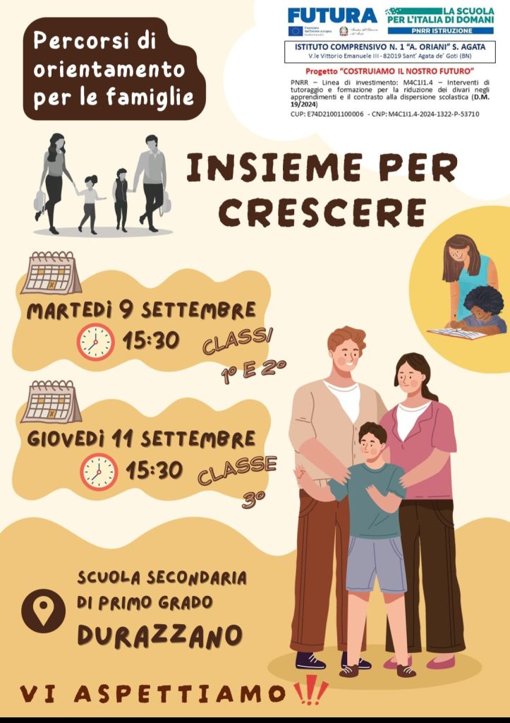 Locandina Percorsi di orientamento per le famiglie Durazzano