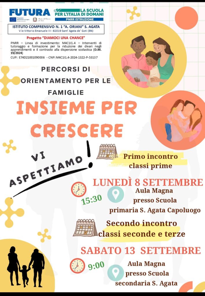 Locandina Percorsi di Orientamento per le famiglie S. Agata de' Goti